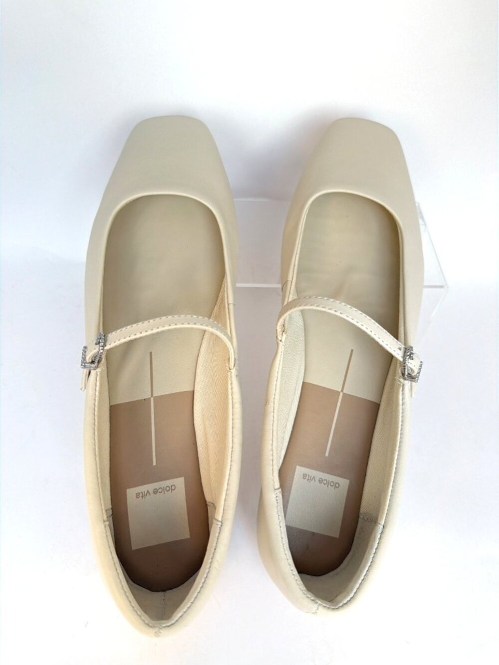 Dolce Vita Reyes Ivory Leather Mary Jane Square-Toe Flats Size 8.5 - Picture 4 of 9